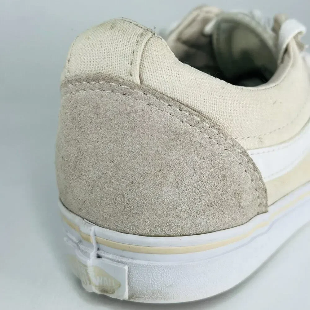 Vans Old Skool Canvas Suede Low Top Skate Sneakers Shoes Beige Grey Women 8.5 - Picture 8 of 13